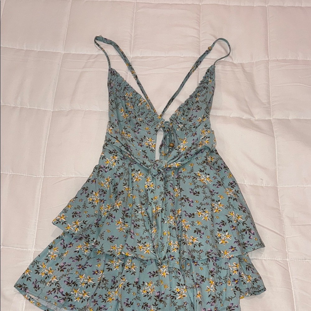 Floral Tiered Romper with Spaghetti Straps
